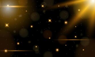 Golden shiny abstract holidays bokeh lights and stardust background vector