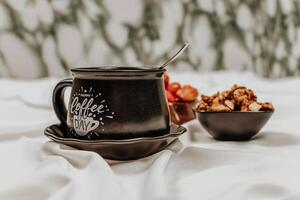 Enjoying coffee and nuts in the evening photo