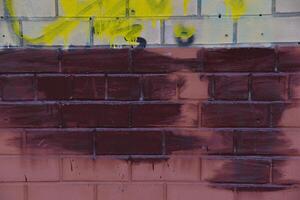 A wall smeared with paint. Painted over graffiti. photo