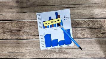 Concept of Trial Balance write on sticky notes isolated on Wooden Table. photo