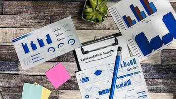 Concept of Representative Sample write on paperwork isolated on Wooden Table. photo