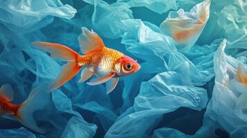 Goldfish in plastic bag photo
