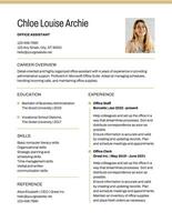 Resume for Office Assistant template