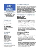 Simple Two Tone Resume for Marketing Manager template