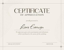 Beige Minimalist Modern Certificate template