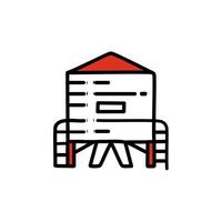 Concrete house color icon on white background. Line style illustration. vector