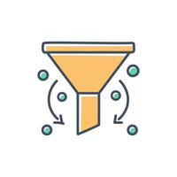 Icon of funnel. Flat color purification filter symbol art. Concept for web and mobile applications. vector