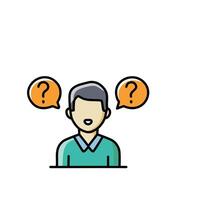 Man with question mark and exclamation mark icon. illustration. vector