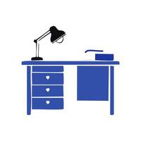 desk with lamp icon over white background, colorful design. illustration vector