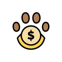 dollar icon sign with pawn print icon. Illustration vector