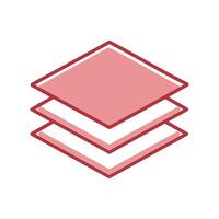 Pink color layers flat icon illustration design. Layer stack symbol. vector