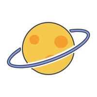 Saturn planet icon. Flat color design. Illustration. vector
