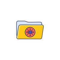 Folder with virus icon. Data protection concept. illustration in flat style. vector