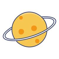 Saturn planet icon. Flat color design. Illustration. vector