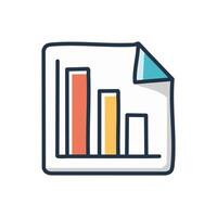 document with graph icon over white background. colorful design. illustration vector