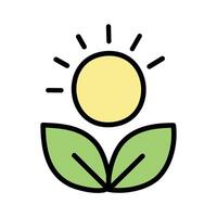 Sun and leaves flat icon. Single high quality outline symbol for web design or mobile app vector
