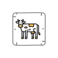 Cute cow icon in line style. Farm animal illustration on white isolated background. vector