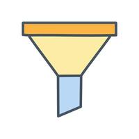 Funnel flat color icon. Isolated purifier symbol illustration on white background. vector