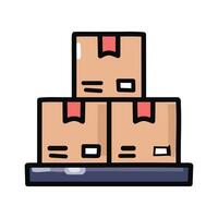 Boxes on pallet illustration, filled design editable outline icon vector