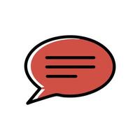 Speech bubble icon. Red and black chat symbol illustration in flat style. vector