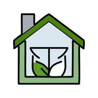 house with leafs plant ecology icon. Isolated and flat illustration. graphic vector