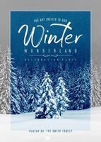 WInter Wonderland Celebration Party Invitation Card template