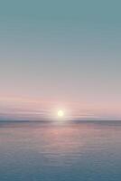 Minimalist seascape with sunset and twilight sky vertical background graphic illustration have blank space. vector