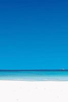 White sand beach and tropical blue sea have blue sky vertical background graphic illustration. Traveling in summer concept have blank space. vector