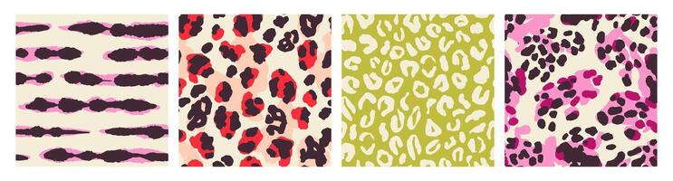 Abstract animal skinand fur print seamless pattern with nature hand drawn shapes, spots, dots and lines with textures. Vibrant jungle boho print. Modern exotic collage geometric illustration vector