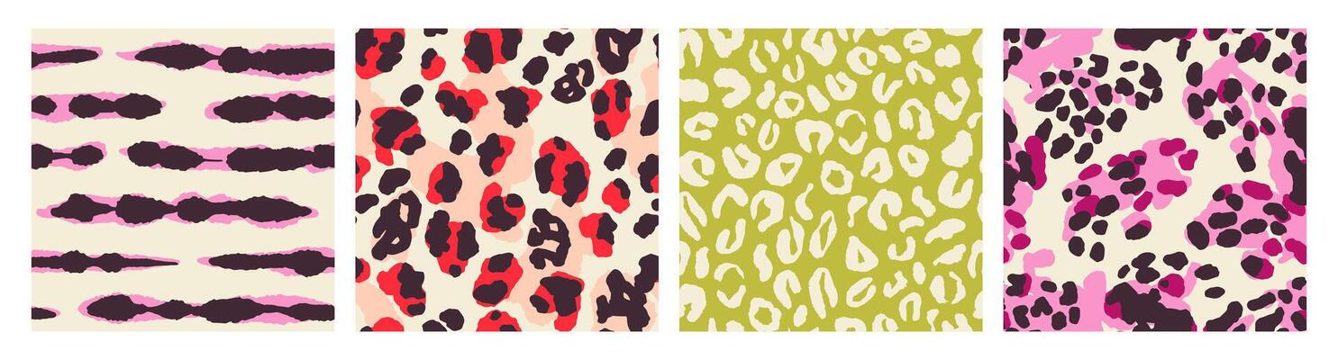 Abstract animal skinand fur print seamless pattern with nature hand drawn shapes, spots, dots and lines with textures. Vibrant jungle boho print. Modern exotic collage geometric illustration