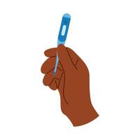 Health check with an electronic thermometer in african american hand. Fever detection concept vector