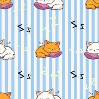 Seamless pattern of cute cat in various poses on orange background.Pet animal cartoon character design vector
