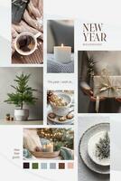 Aesthetic New Year Moodboard Pinterest template