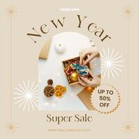 Aesthetic Minimalist New Year Sale Instagram Post template