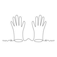 one line art latex gloves illustration. line art, one continuous line, simple, hand drawn and sketch style. for icons, symbols, signs or logos vector