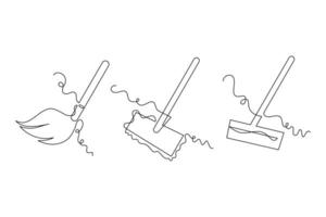 one line art mop illustration. line art, one continuous line, simple, hand drawn and sketch style. for icons, symbols, signs or logos vector