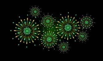 realistic golden green fireworks, yellow green fireworks for celebration background decoration, third option vector
