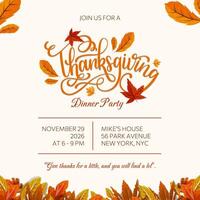 Illustration Theme Thanksgiving Invitation template