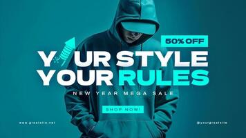 Fashion E-Commerce New Year Discount Facebook Cover template