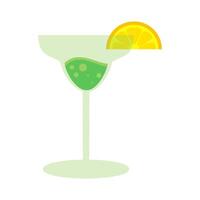 Cocktail In Glass Garnished With Slice Of Lemon vector