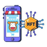 Multi Colored Buy NFT Image In Digital Icon vector