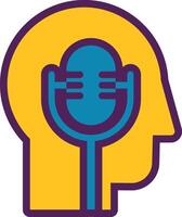 Online Podcast with a Profile and a Microphone in an Outline Style vector