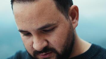 Man Gaze Looking Down Because Of Guilt video