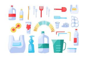 Old Unwanted Plastic Objects Collection vector