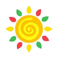 Sun Talisman With Rays Spiral Ornament In Center vector