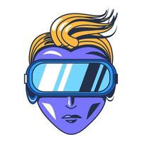 Cyber User Face In Virtual Reality Glasses Gadget vector