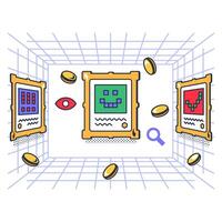 Multi Colored Selling Digital Images On Concept vector