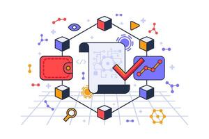 Blockchain Smart Contract Technological Concept vector