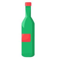 Green Glass Bottle Flat Style Container vector