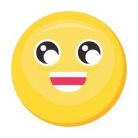 Excited Laughing Emoji Cute Cartoon Icon Element vector